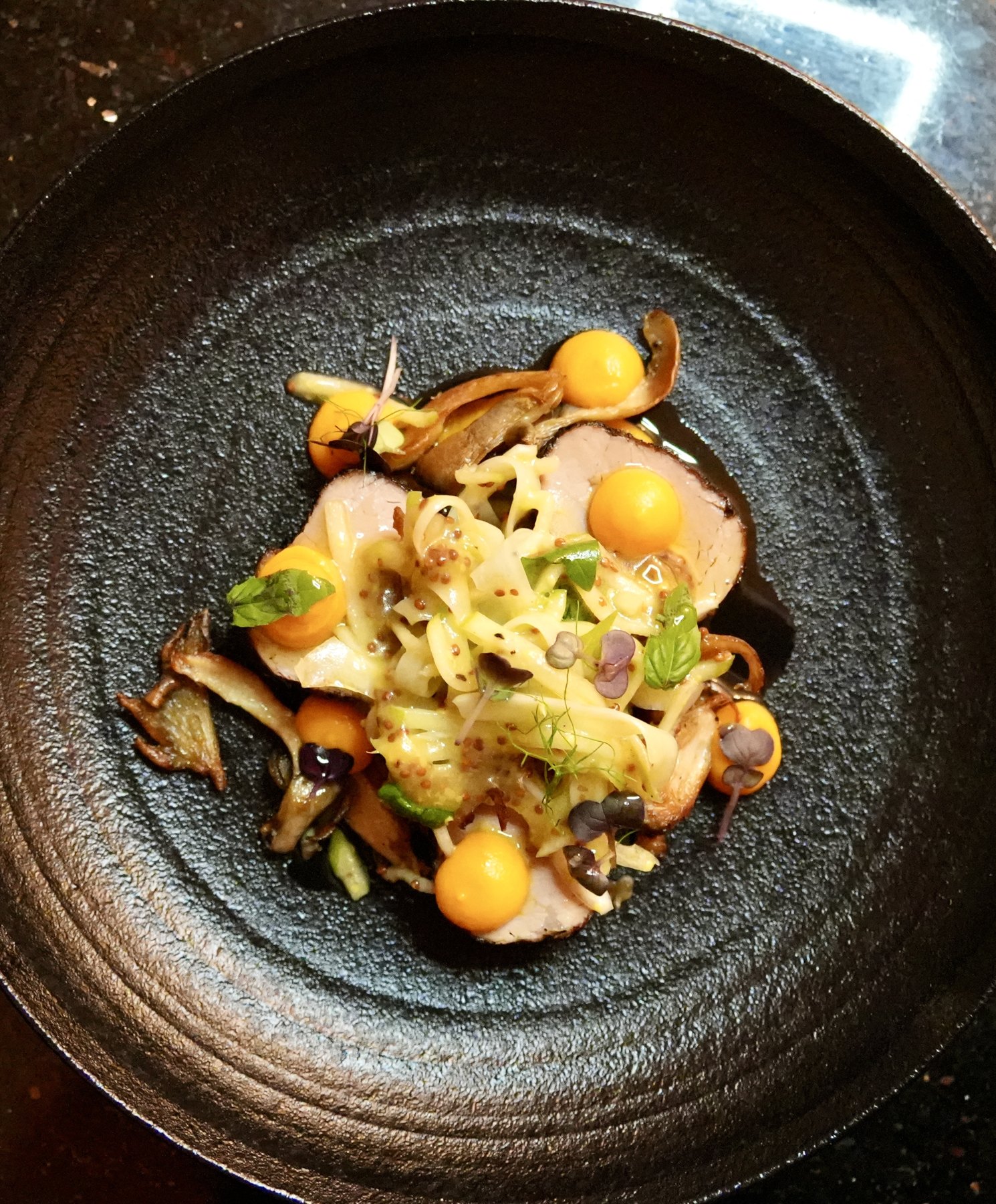 Pork tenderloin with golden cherries